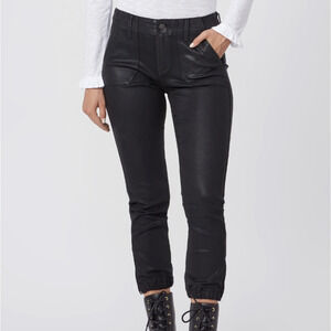 PAIGE Mayslie Jogger Pants in Black Fog Luxe Coated​​​​​​​​​​​